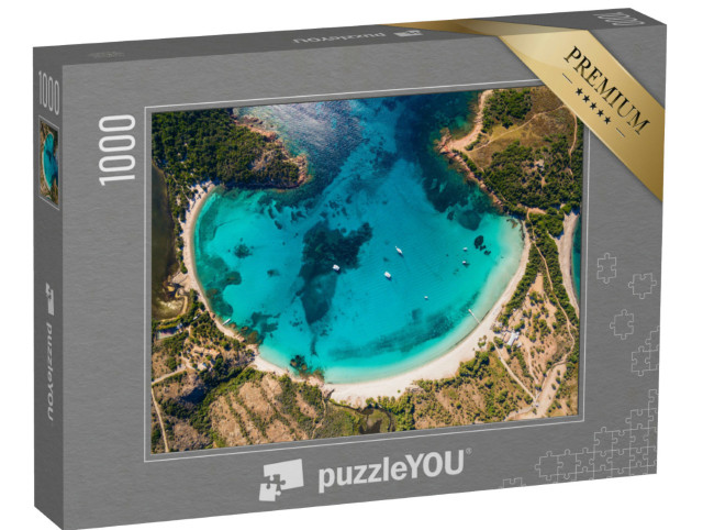 Puzzle 1000 Teile „Stadtbild von Zonza Stadt mit Kirche am Abend, Korsika, Frankreich“