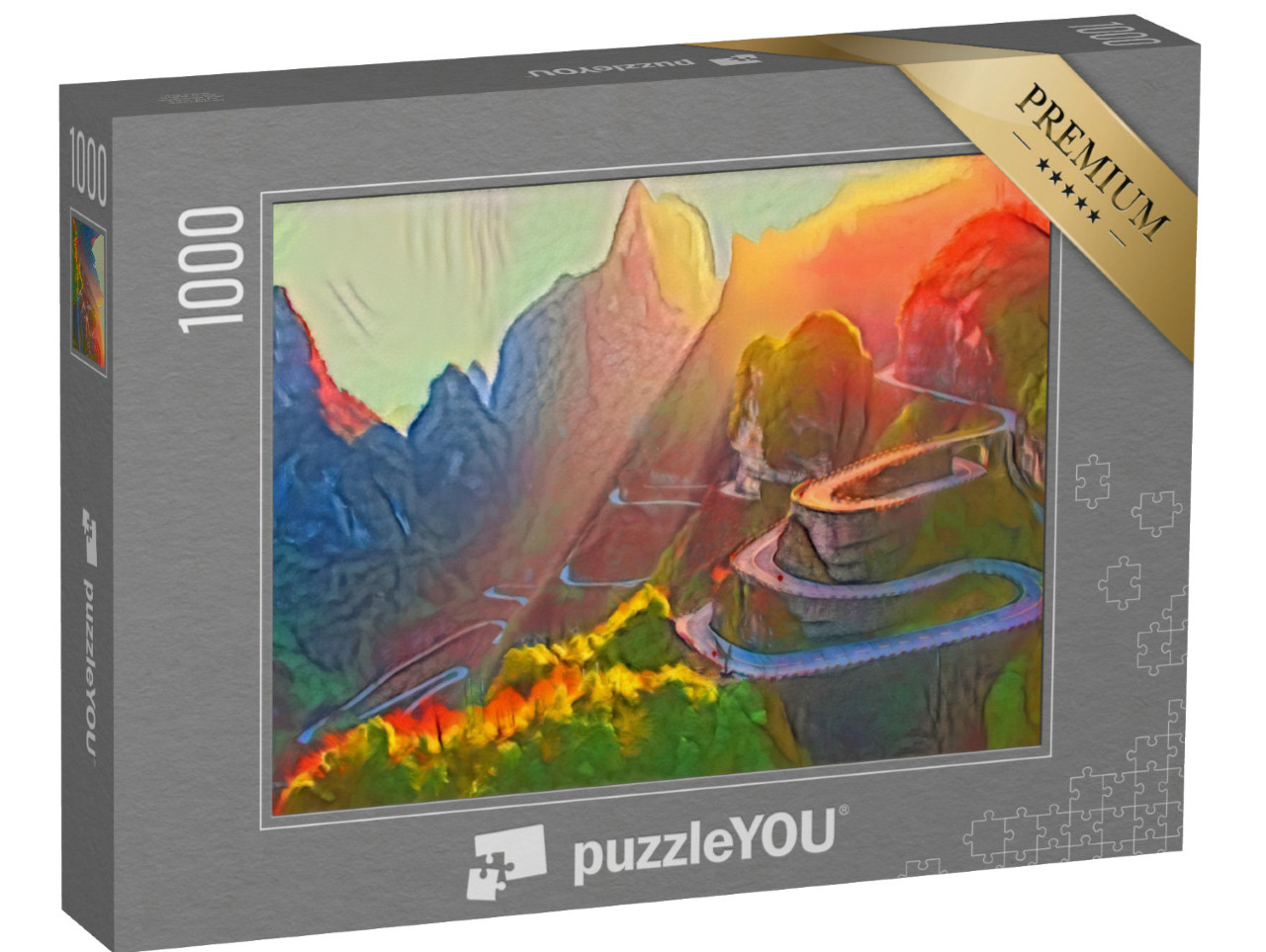 Puzzle 1000 Teile „im Kunst-Stil von Franz Marc - Tianmen-Berg-Nationalparks, Provinz Hunan, China“