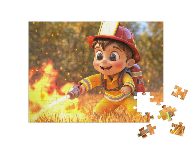 Puzzle 100 Teile „Der Brand auf dem Bauernhof“