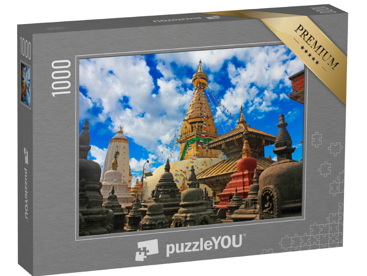 Puzzle 1000 Teile „Wunderschöne Ansicht des Swayambhunath oder Affentempels in Kathmandu, Nepal“