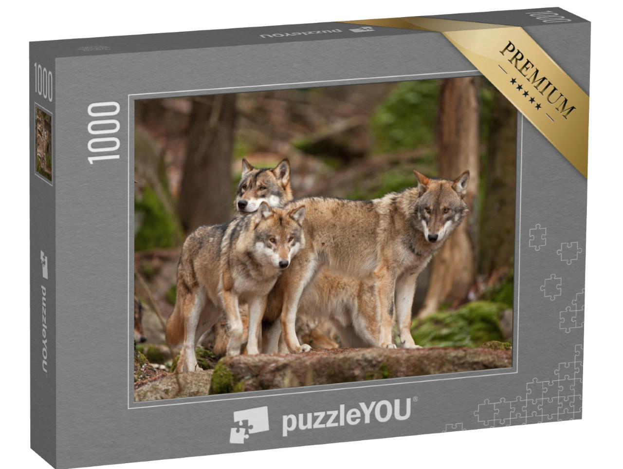 Puzzle 1000 Teile „Wolfsfamilie in ihrem natürlichen Lebensraum“