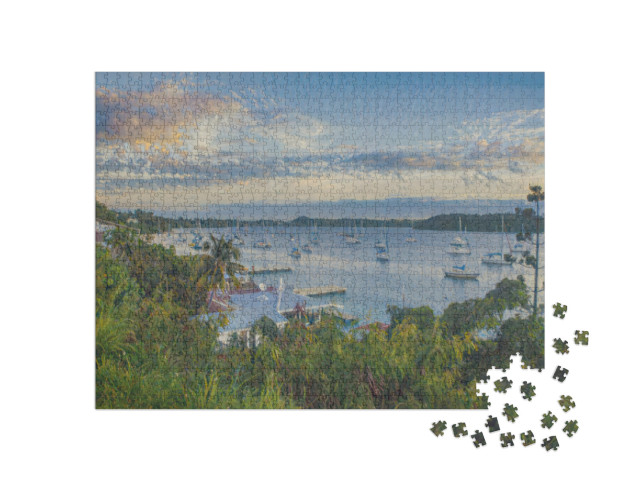 Puzzle 1000 Teile „im Kunst-Stil von Claude Monet - Die Bucht von Neiafu, Tonga, Süd-Pazifik“