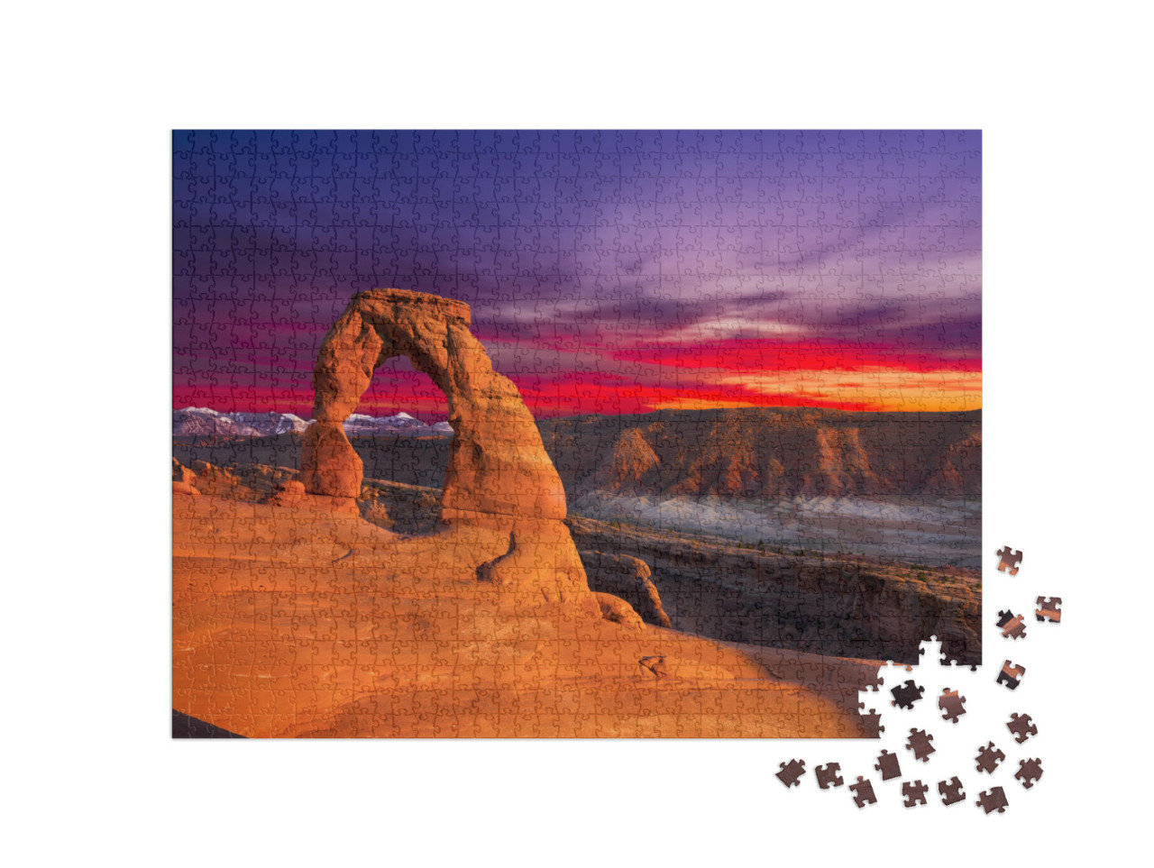 Puzzle 1000 Teile „Farbenfrohe Natur: Blick am späten Nachmittag, Arches National Park, Utah“