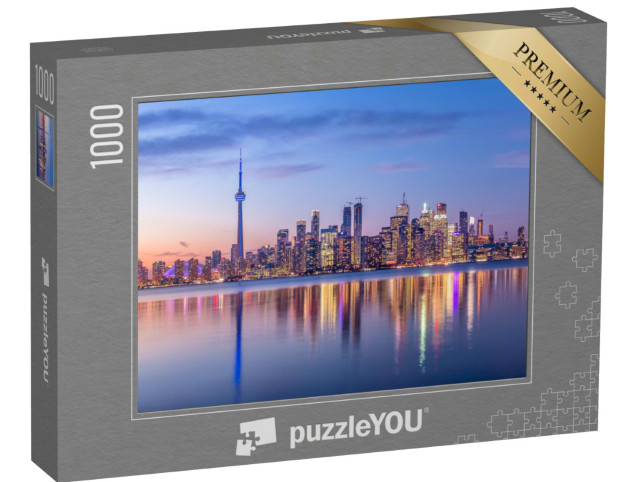 Puzzle 1000 Teile „Skyline von Toronto mit violettem Licht, Toronto, Ontario, Kanada“