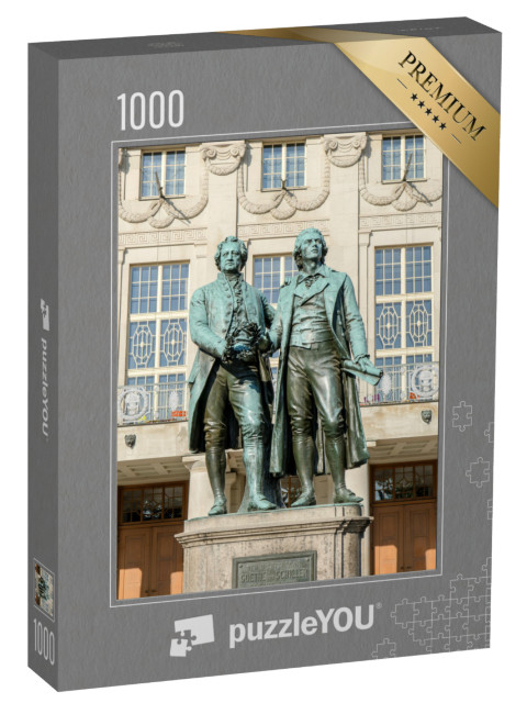 Puzzle 1000 Teile „Denkmal für Goethe und Schiller vor dem Nationaltheater in Weimar“