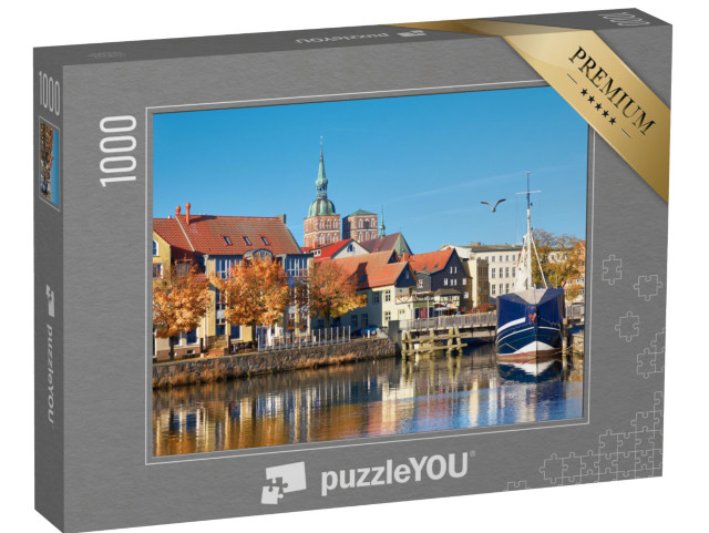 Puzzle 1000 Teile „Angedockte Segelboote vor Stralsund, Norddeutschland“