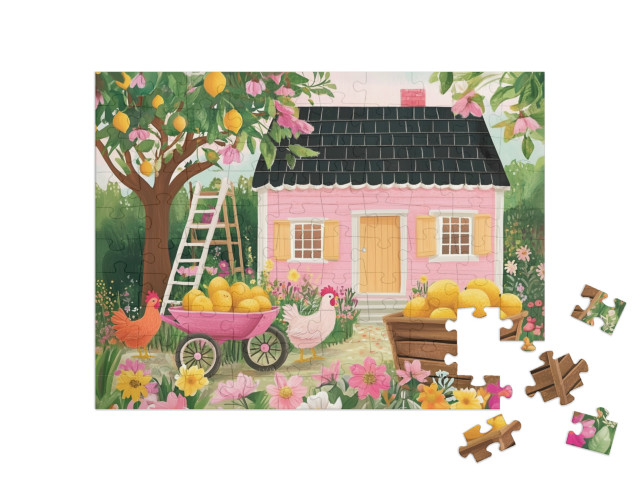Puzzle 100 Teile „Zitronenregen und Landhausglück“