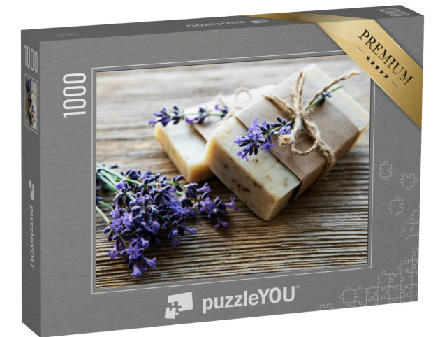 Puzzle 1000 Teile „Handgemachte Seifenstücke mit Lavendelblüten“