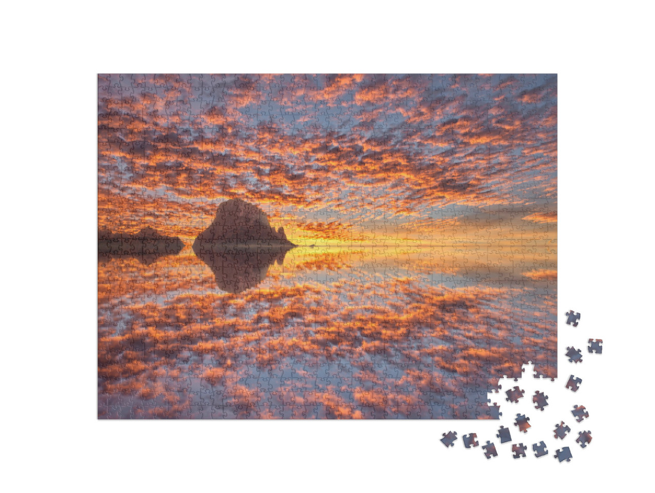 Puzzle 1000 Teile „Mystische Insel Es Vedra von Ibiza bei Sonnenuntergang, Spanien“