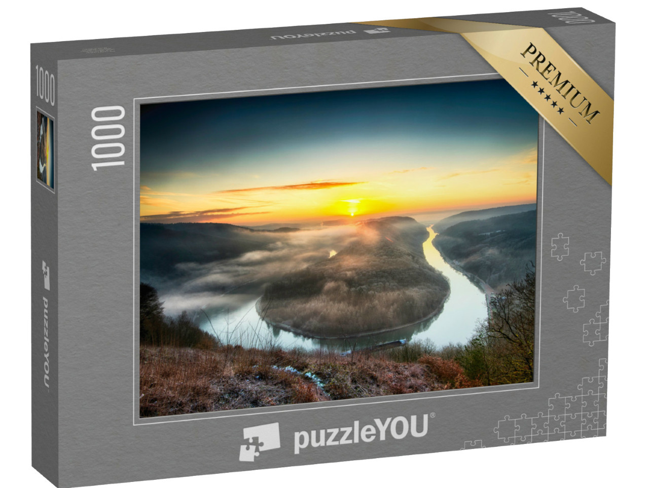 Puzzle 1000 Teile „Saarschleife, Kehrtwende des Flusses, Deutschland“