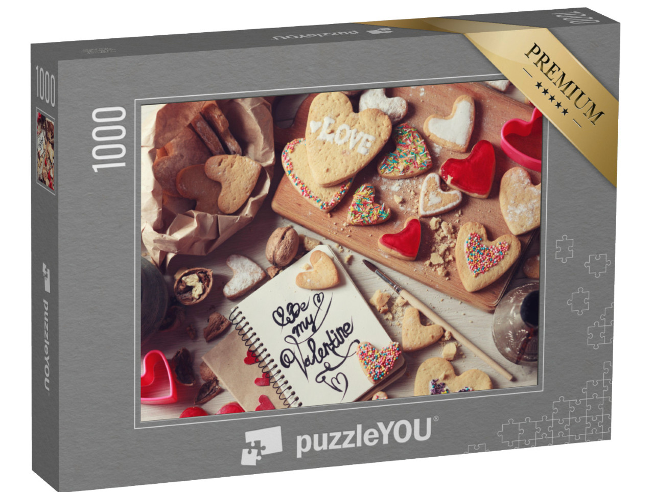 Puzzle 1000 Teile „Backen von selbstgemachten Keksen zum Valentinstag“