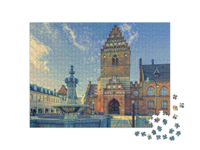 Puzzle 1000 Teile „im Stil von Paul-Cezanne - Rathaus in Roskilde - Puzzle-Kollektion Künstler & Gemälde“