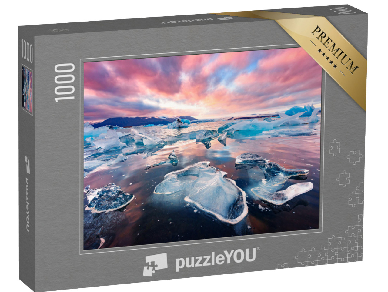 Puzzle 1000 Teile „Unglaubliche Landschaft mit Eisbergen in der Gletscherlagune Jokulsarlon, Island“