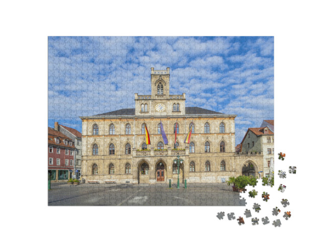 Puzzle 1000 Teile „Rathaus von Weimar in Deutschland, UNESCO-Weltkulturerbe“