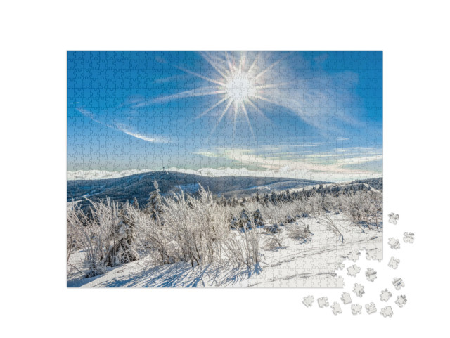 Puzzle 1000 Teile „Winterliche Landschaft bei Oberwiesenthal in Deutschland“