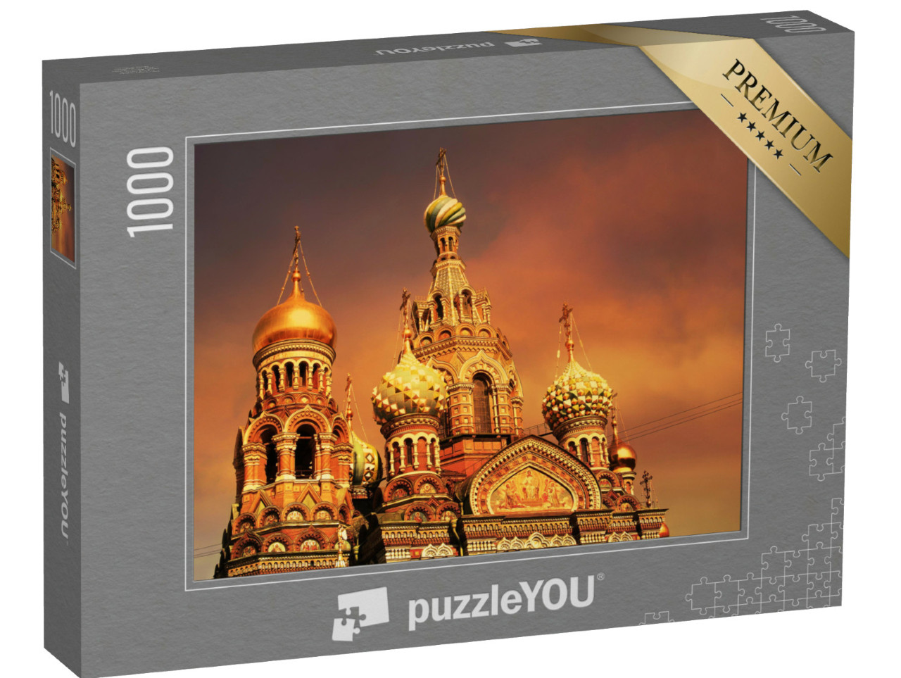 Puzzle 1000 Teile „Kirche des Erlösers von St. Petersburg bei Sonnenuntergang, Russland“