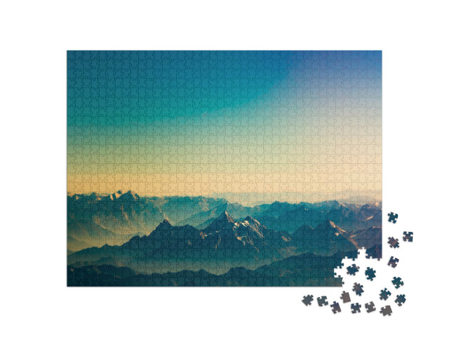 Puzzle 1000 Teile „Majestätische Gipfel des Himalaya-Gebirges im Sonnenuntergang“