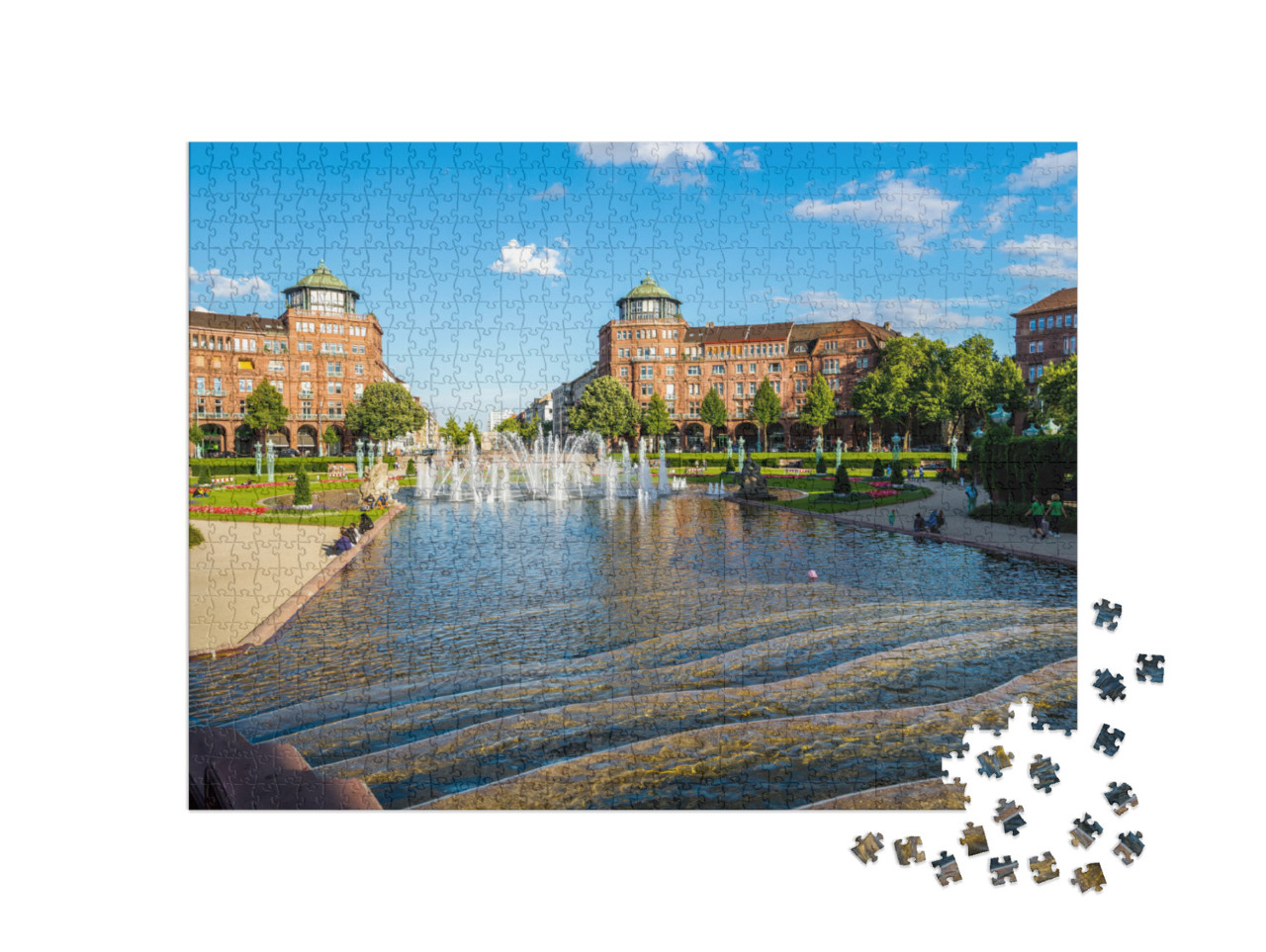 Puzzle 1000 Teile „Park am Wasserturm von Mannheim“