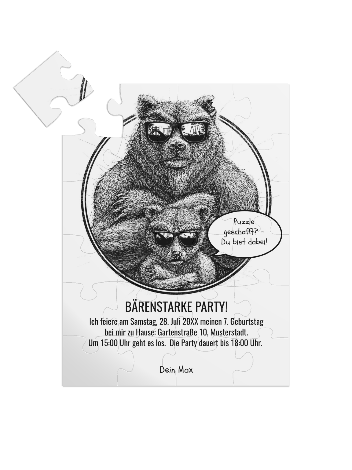 "Bärenstark" in Hochformat weiß
