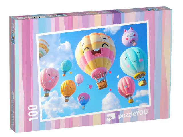 Puzzle 100 Teile „Luftige Abenteuer mit lachenden Ballons“