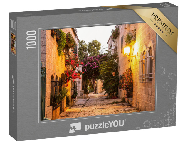 Puzzle 1000 Teile „Mishkenot Shaananim, alter Stadtteil von Jerusalem am Abend, Israel“