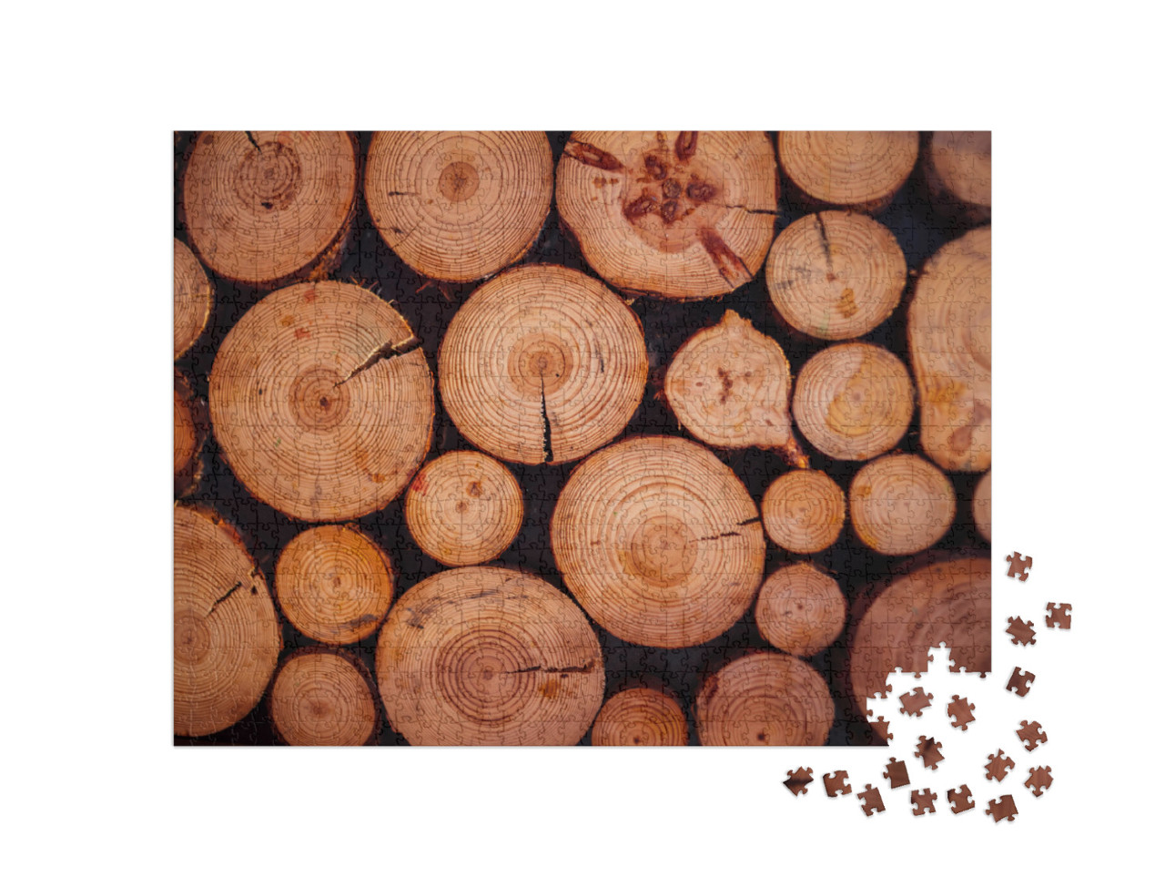 Puzzle 1000 Teile „Holzabschnitt mit Rissen und Jahresringen“