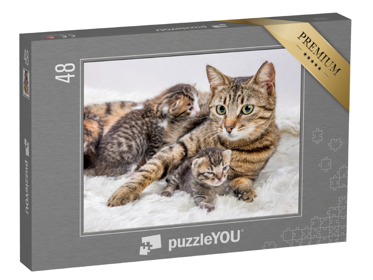 Puzzle 48 Teile „Katzenmutter und Katzenbaby, Kitten“