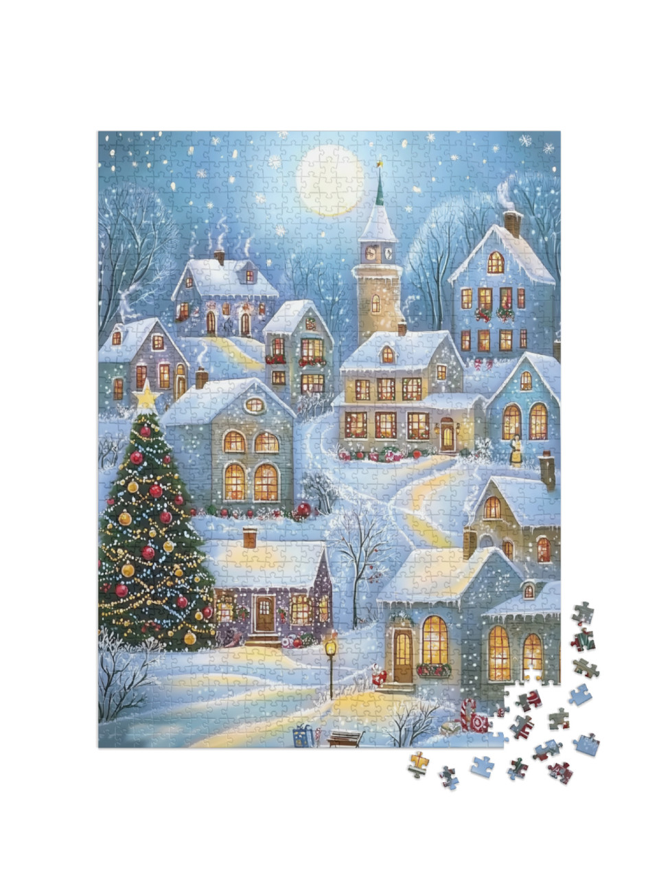 Puzzle 1000 Teile „Weihnachtsstadt mit süßen Häuschen“