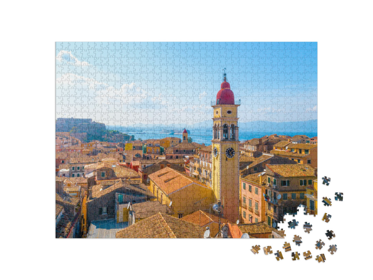 Puzzle 1000 Teile „Panoramablick auf Kerkyra, Hauptstadt der Insel Korfu, Griechenland“