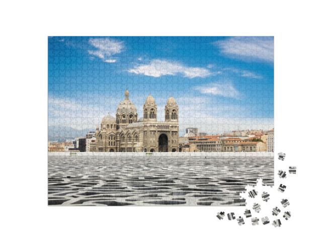 Puzzle 1000 Teile „Cathedral de la Major, Wahrzeichen von Marseille, Frankreich“