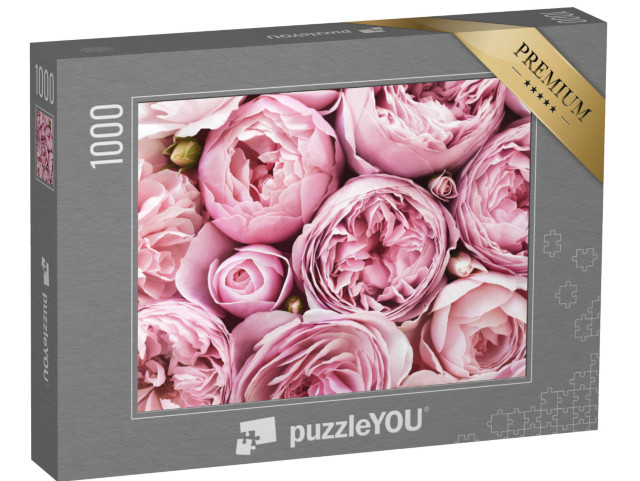 Puzzle 1000 Teile „Dicht gedängte, rosa-samtige Rosenblüten“