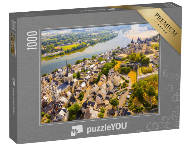 Puzzle 1000 Teile „Stadt Saumur mit mittelalterlicher Burg am Ufer der Loire, Frankreich“