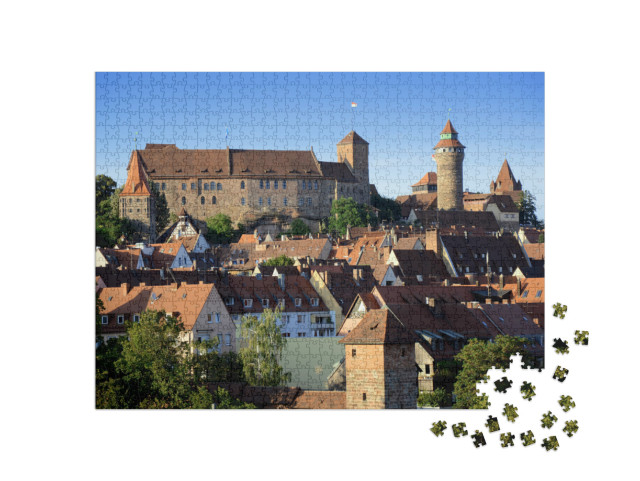 Puzzle 1000 Teile „Burg Kaiserburg in Nürnberg in Bayern, Deutschland mit Altstadt im Sommer“