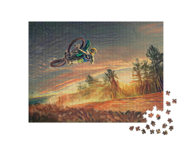 Puzzle 1000 Teile „im Stil von Edvard Munch, Der Schrei - Dirt-Bike-Fahrer - Puzzle-Kollektion Künstler & Gemälde“