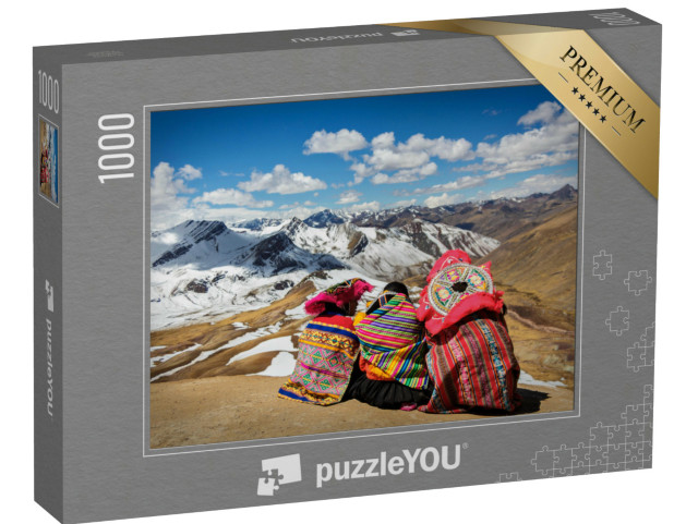 Puzzle 1000 Teile „Peru: Menschen besichtigen die Anden und ihre Landschaft“