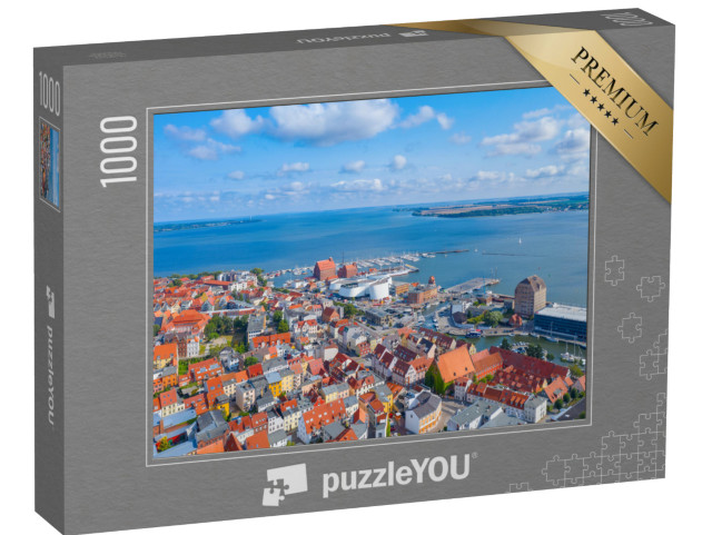 Puzzle 1000 Teile „Panoramablick aus der Luft über Stralsund“