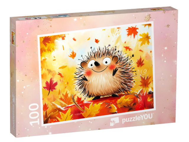 Puzzle 100 Teile „Der kleine Igel und das Herbstlaub“