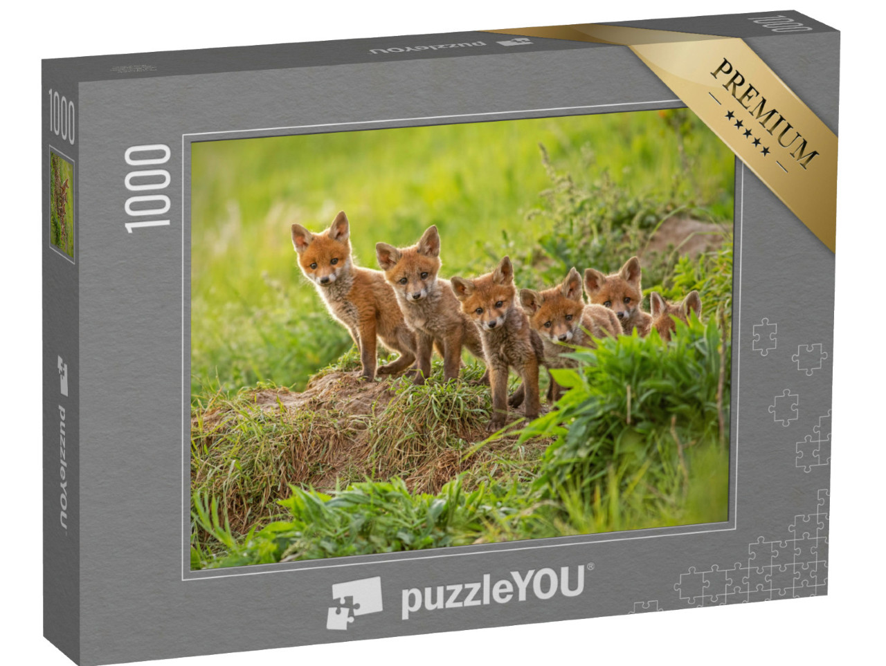 Puzzle 1000 Teile „Neugierige kleine Rotfüchse erkunden die Welt“