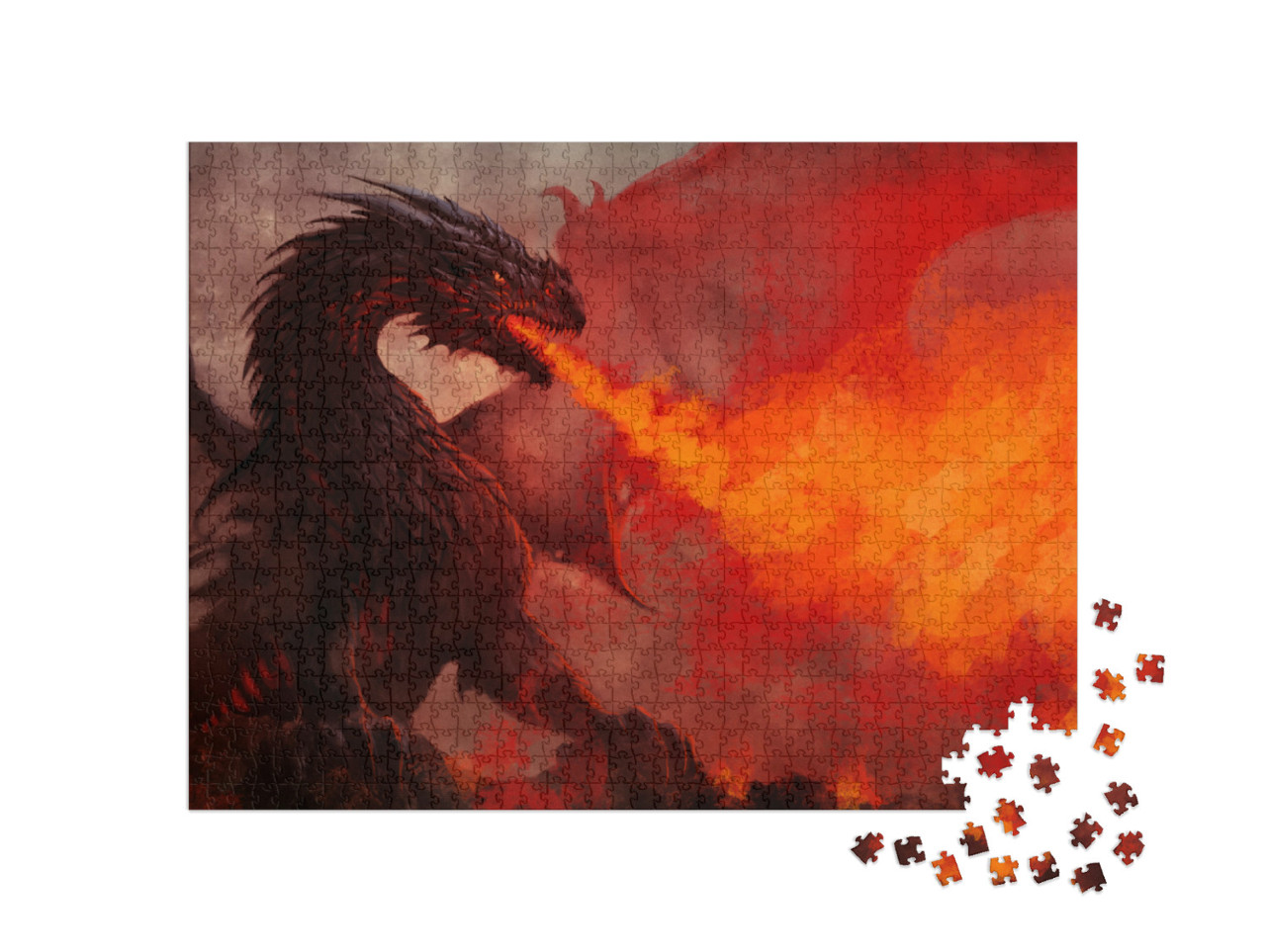 Puzzle 1000 Teile „Fantasy: Drache mit schwarzen Flügeln“