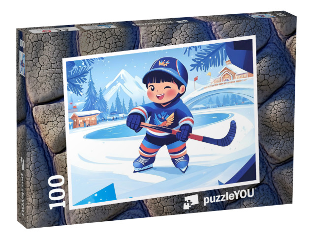 Puzzle 100 Teile „Das Eishockey-Duell beginnt“