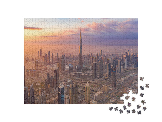 Puzzle 1000 Teile „Luftaufnahme des Burj Khalifa in Dubai Downtown“