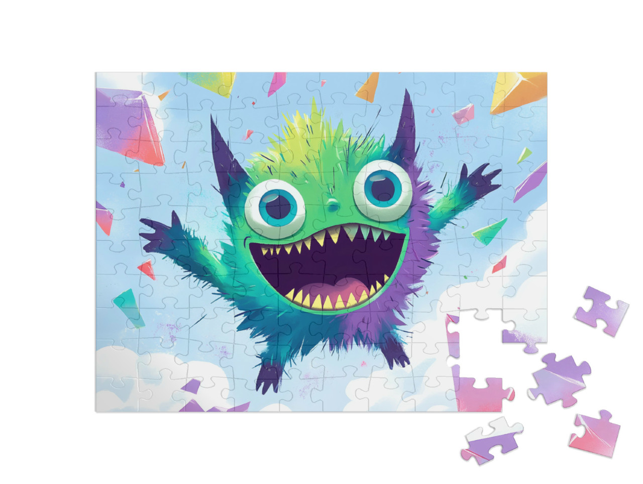 Puzzle 100 Teile „Das wilde Flugungeheuer“