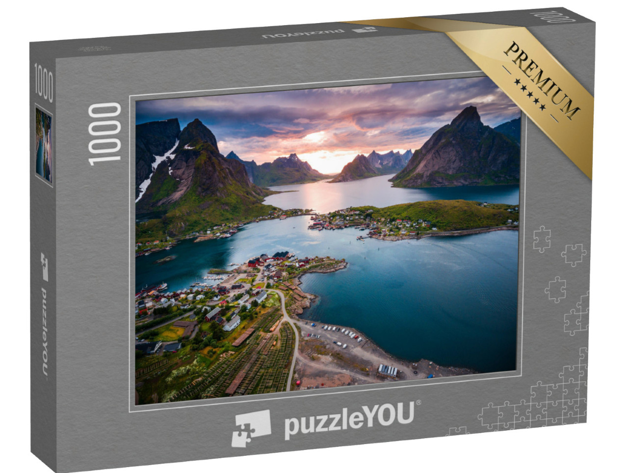 Puzzle 1000 Teile „Unverwechselbare Landschaft der Lofoten, Norwegen“