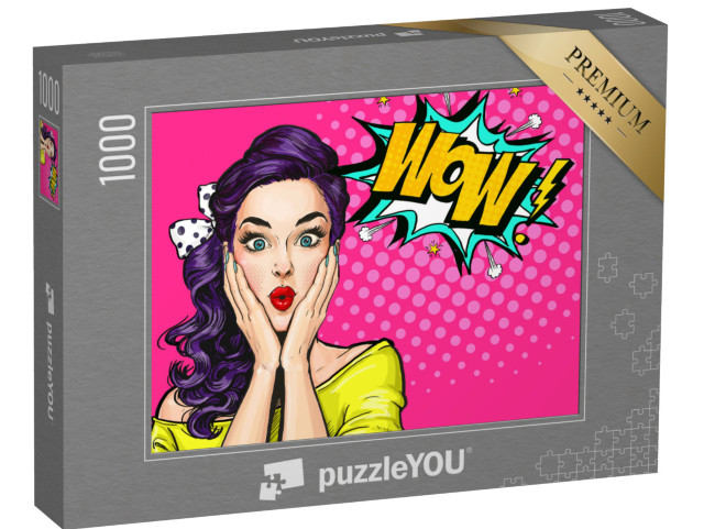 Puzzle 1000 Teile „Pop Art: Frau mit WOW-Gesicht“