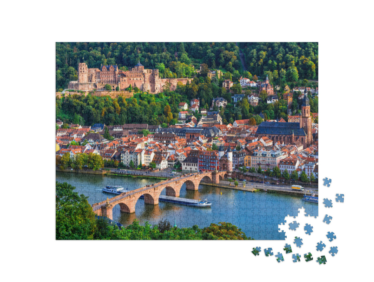 Puzzle 1000 Teile „Wunderschöner Blick auf Heidelberg am Neckar“