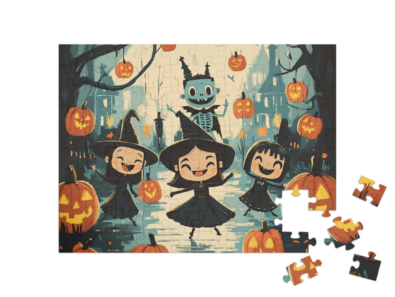 Puzzle 100 Teile „Die Nacht der lebenden Kürbisse“