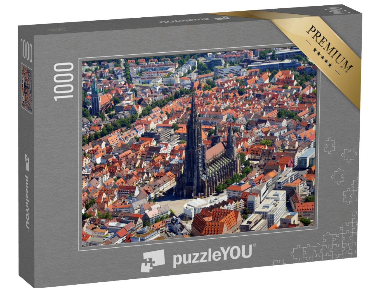 Puzzle 1000 Teile „Vogelperspektive: Ulmer Münster und Altstadt von Ulm“