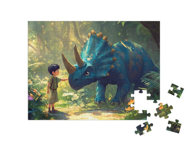 Puzzle 100 Teile „Mein blauer Dino-Freund“