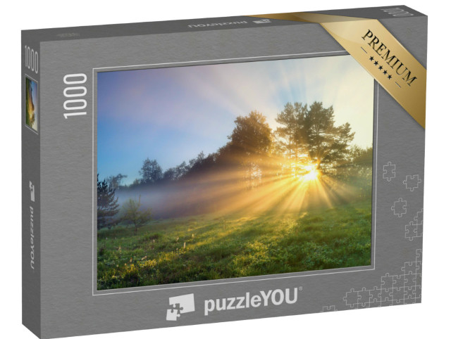 Puzzle 1000 Teile „Waldwiese im frischen Sonnenaufgang“