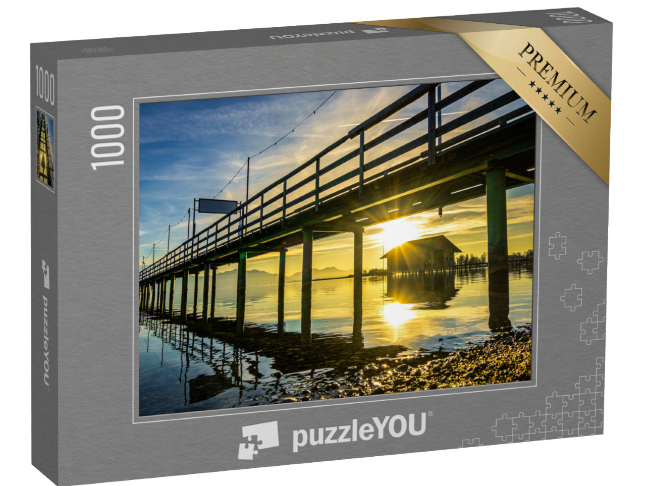 Puzzle 1000 Teile „Steg am Chiemsee bei Sonnenuntergang, Bayern, Deutschland“